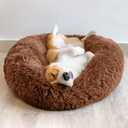Small Dog Bed, Calming Dog Beds and Cat Beds, Donut Dog Bed, Washable Dog Bed Comfy Soft Calming Pet Bed (Khaki)