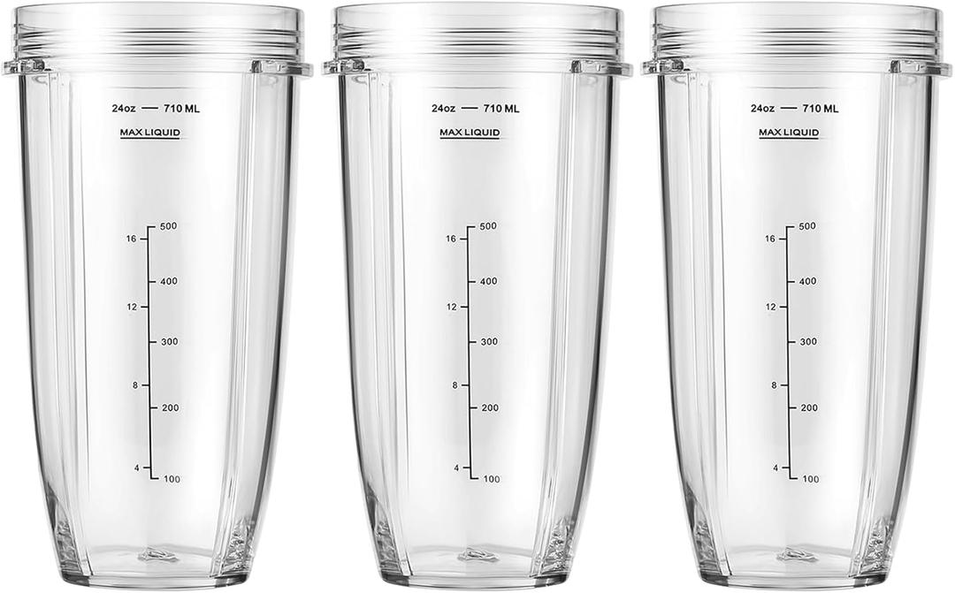 MEET JUICE 3-Pack 24oz Replacement Blender Cups, Single Serve Cups, Fits Models BL480 BL481 BL482 BL640 BL682 BL2012 BN801