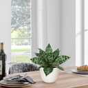 Hollyone Artificial Snake Plants 9" Faux Agave Succulent Plant Potted in White Pot Fake Sansevieria Aloe Tropical Plant for Desk Modern Office Home Bathroom Indoor Outdoor Decor
