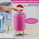 Pukomc Smart Sensor Wastebasket, Convenient and Hygienic Easy to Use, Technology Sensor Waterproof Wastebasket Plastic Trash can for Kitchen, Bathroom, Bedroom, Living Room, Office and Outdoor Pink
