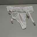 ohmydear Lace Plus Size Garter Belt for Women Floral Black Sexy Lingerie Suspenders Panties with 4 Metal Clips for Stocking (X-Large-XX-Large, White)