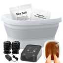 Ionic Foot Bath Detox Machine,Foot Detox Foot Bath Soak Tub with 2 Arrays,80 Disposable Foot Bath Liners,Detox Sea Salt,Folding Foot Spa Bucket,Home Salon-Level Foot Soaking Tub