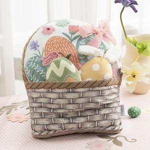 Ashler Easter Egg Basket-Shaped Pillow, Egg Throw Pillow with 3D Eggs Pillow, Soft Velvet Easter Decorative with Cute Embroidery and Bow for Couch, Bedroom, Living Room, Light Coffee, 17x13 inches