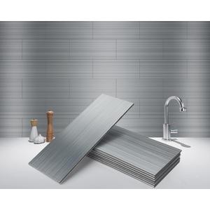 Art3d 4" x 12" Peel and Stick Stainless Steel Metal Tile for Kitchen, Subway Backsplash (15 Pack) (A27)
