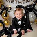 Lidmada 2 Pack Black Bow Birthday Party Decorations Balloons, Bow Themed Decors Foil Balloons for Girls Baby Shower Wedding Bridal Bachelorette Party Supplies