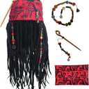 LQYAINI Pirate Dreadlock Wigs Sets with Bandana Hair Beads Wood Clasp Accessories Men Women Halloween Decoration Props