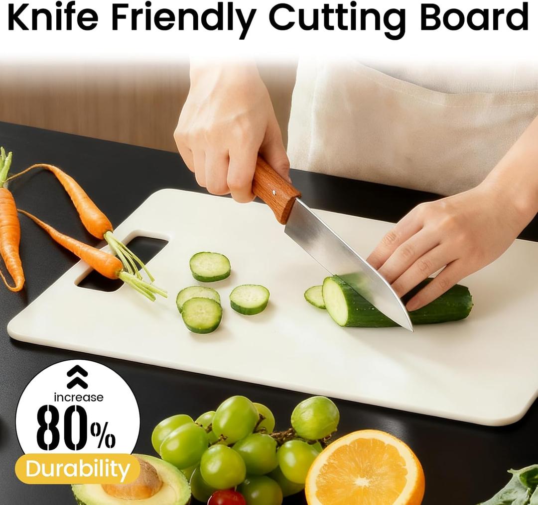 Cutting Boards for Kitchen [Set of 1], Wood Fiber Composite Cutting Board, Dishwasher Safe, Non Slip Non Toxic Chopping Board for Meat Vegetables Fruit Cheese - White