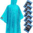 Hitituto Rain Ponchos for Adults - Extra Long Emergency Poncho with Hood, 6/12/24 Family Pack Raincoat, Home Survival Kits (Blue)