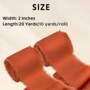Chiffon Ribbon Silk Satin Ribbon 2 Inch x 10 Yard 2 Rolls Frayed for Weddings Bridal Bouquets Gift Wrapping Baby Shower Invitations Home Decor and DIY Crafts (Burnt Orange)