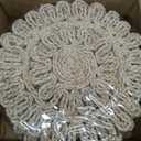13" Round Placemats Set of 8, Corn Husk Woven Placemat, Rustic White Place Mats for Dining Table Decor, Boho Rattan Wicker Plate Chargers for Wedding Dinner Party