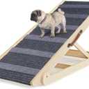Dog Ramp for Bed, Folding Wooden Pet Ramp for Small Large Dogs Cats, 7 Adjustable Height from 10.8" to 26.6", Portable Stable Dog Pet Steps for Car Couch High Bed, Supports Up to 200lbs