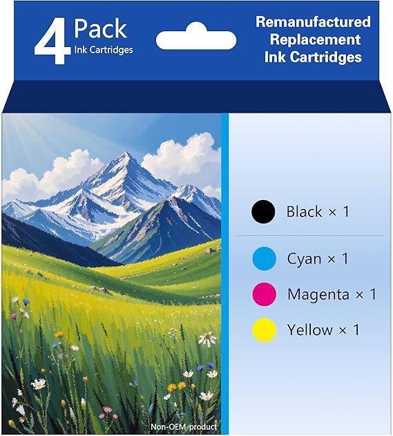 T220XL Remanufactured Ink Cartridges Replacement for E220XL T220XL Ink Cartridges use for Workforce WF-2630 WF-2650 WF-2660 WF-2750 WF-2760 XP-420 XP-320 Printer (4pack)