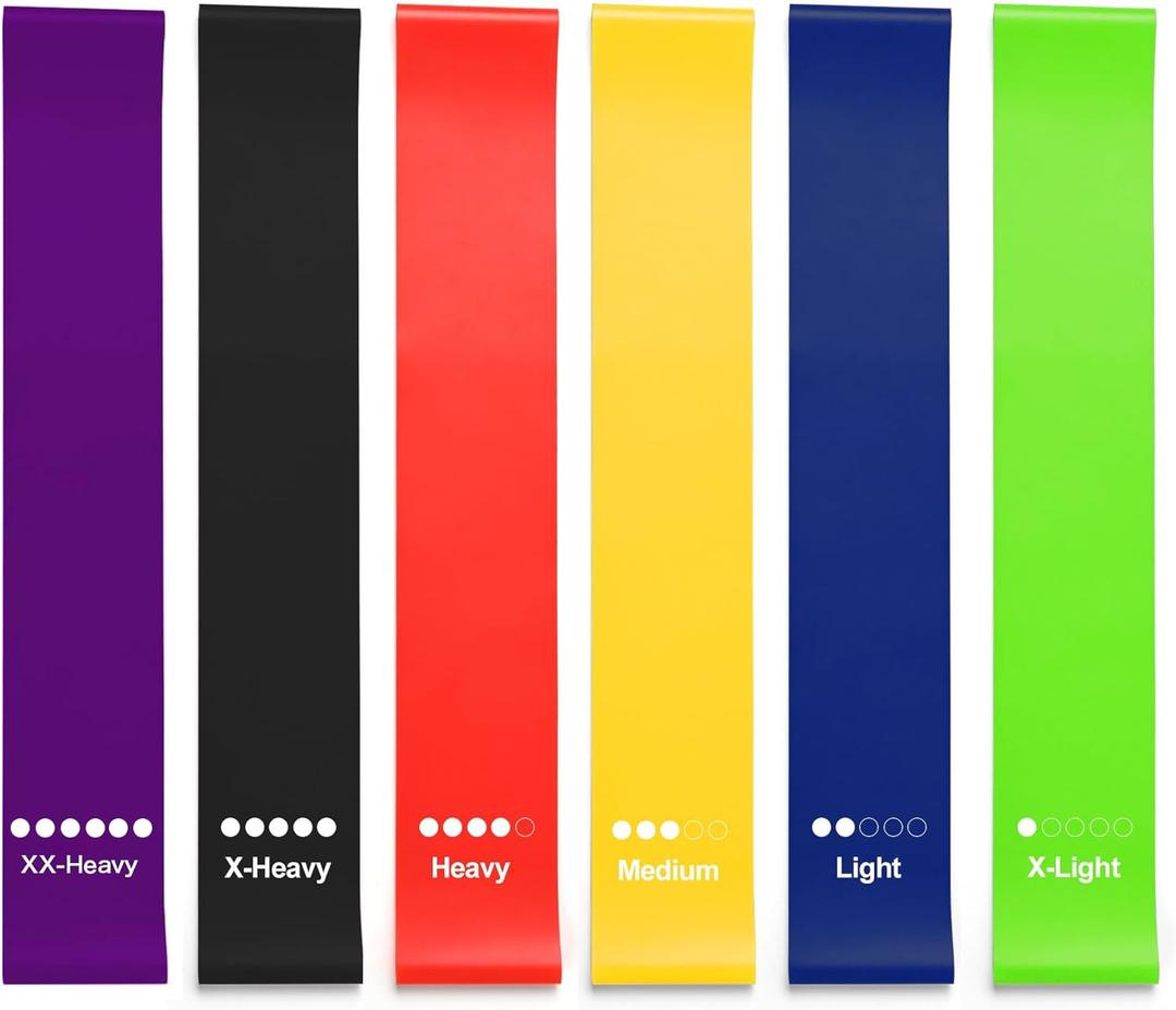 Resistance Bands Set, 6-Level Multi-Colored Exercise Bands for Home & Gym Workouts, Full Body, Leg & Glute Training