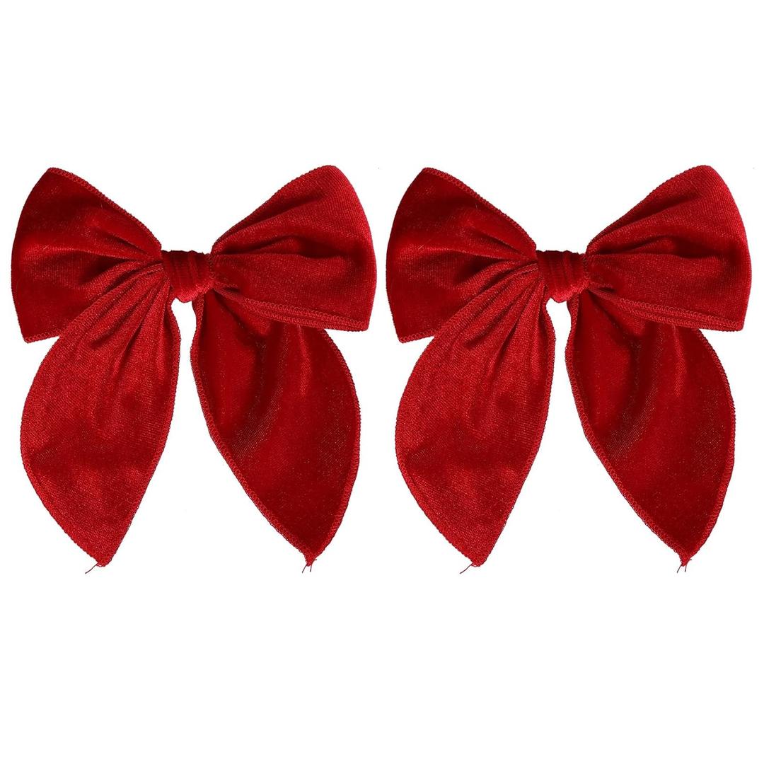 5" Red Christmas Velvet Fable Hair Bows Kids Big Velvet Ribbon Sailor Bow Alligator Clip Cheer Barrettes Hairpins Valentines New Year Gift Accessory for Toddler Teen Baby Girls
