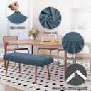 Stretch Bench Cover, Seat Covers, Bench Cushions Cover, Printed Seat Protector, Washable Slipcover, Rectangle for Dining Room, Living Room, Kitchen (Leaf Blue)