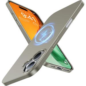 TORRAS Magnetic Slim-Fit for iPhone 16 Case 6.1 inch, Ultra-Thin 16 Phone Case Compatible with MagSafe Phone 16 Case, Light Anti-Scratch Matte Hard PC Bayer OriginFit, Natural Titanium