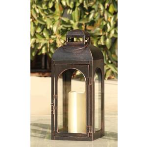 NEEDOMO Lanterns Decorative Indoor, Outdoor Lanterns for Porch, 20" Metal Frame Candle Holders Hanging Lights,with Glass, Spring, Fall, Christmas, Bronze , 1 Pc 