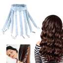 Heatless Curls Headband Adjustable Heatless Hair Curler, Removable Claw Design No Heat Curling Rod Headband Lazy Hair Curler for Long Hair, DIY Hair Rollers Styling Tool for Women Girls Curls Wave (Blue)