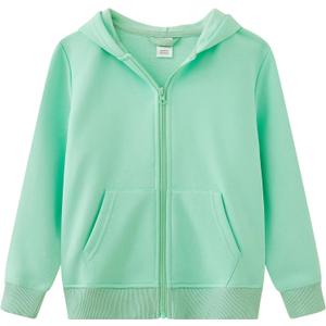 UMELOK Kids Full Zip-Up Hoodie Solid Sweatshirt for Boys and Girls (10, Mint Green)