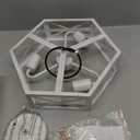 3-Light Flush Mount Ceiling Light Fixture, Modern Close to Ceiling Light with White Metal Hexagon Cage, Farmhouse Ceiling Light for Bedroom, Hallway, Entry, Foyer, Kitchen