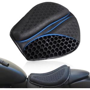 Foldable Motorcycle Gel Seat Cushion, Large 3D-Honeycomb Structure Shock Absorption & Breathable Motorcycle Gel Seat Pad for Long Rides, L