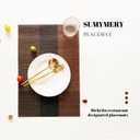 Placemats Set of 6 Vinyl/Plastic Woven Place Mats for Kitchen Table Indoor/Outdoor Washable Placemat Wipeable Dining Table Mats (Ombre Brown Black,6)
