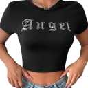 SOLY HUX Women's Graphic Tees Y2k Crop Top Short Sleeve T Shirt Tee Summer Tops (Medium)