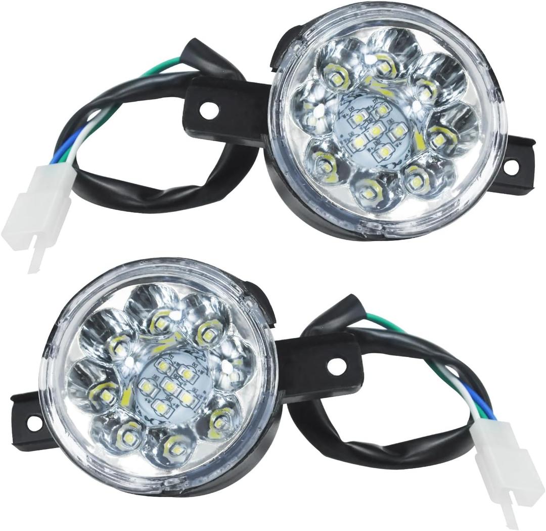 HOLATO 12V LED Headlight Front Head Lamp for 50cc 70cc 90cc 110cc 125cc TaoTao ATA 110D 125D Coolster 3050D 3125R Sunl Baja Roketa Apollo Kazuma Chinese ATV Four Wheeler Quad Parts Heavy Duty 2Pcs