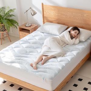 Queen Size Cooling Mattress Pad- Superme Comfort and Breathable, Unmatched Support Mattress Topper, 3 Zone Ergonomic Design, Up to 21 Inch Deep Pocket(60x80,White)