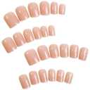 4 x Solid Color Press on Nails Short Square Fake Nails Pure Nude Color False Nails Glossy Glue on Nails Reusable Artificial Acrylic Nail Full Cover Nude Stick on Nails for Women Girls Manicure 24Pcs (24 Fl Oz (Pack of 1), W06)