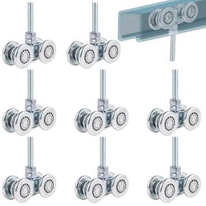 8 PCS Wheel Rollers, Gate Trolley Assembly Barn Door Rollers with 0.47 Inches Threads, 360-Degree Beam Trolley Rollers Applied for Mount Heavy Barn or Shed Sliding Doors