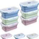 6 Pcs Silicone Food Containers 18.6 oz Collapsible Storage Containers with Airtight Lids Stacking Meal Prep Lunch Leftover Food Fruits Storage Foldable Box for Freezer Microwave Dishwasher Safe