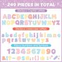 249 Pcs Bulletin Board Letters Set, 4 Inch Colorful Alphabet Numbers & Punctuation Cutouts with Adhesive Dots for Classroom Wall & School Decor (Pastel)