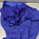 GRACE KARIN Girls Sequin Dress One Sleeve Formal Pageant Prom Party Special Occasion Dresses Size 5-14 (Blue, L)