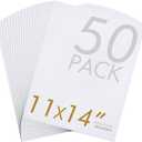 Falling in Art 50 Pack Acid-Free Mat Boards - 11x14 Uncut White Backing Boards, 4 - Ply Thickness Backer Boards for Photos, Pictures, Frames, Artworks and Prints