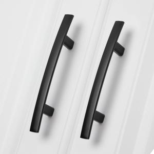 12 x homdiy 20 Pack Cabinet Handles Black Cabinet Pulls 3" Hole Centers Kitchen Pulls Matte Black Curved Arch Handles for Dresser Cupboard Door Hardware, Zinc Alloy