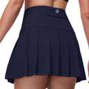 Pdbokew Women's Tennis Skirt 3 Pockets Pleated Tennis Skort Mini Skirt (X-Large, Navy Blue)