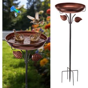 Metal Bird Bath for Outdoors, Weatherproof Detachable Bird Bath, Retro Bronze Garden Decor, 40 Inches Tall,Reinforced BracketSuitable for Gardens, Backyards, Patios, and Flower Beds