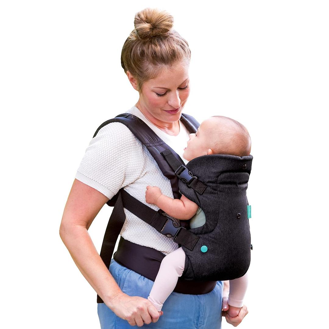 Infantino Flip 4-in-1 Convertible Baby Carrier, Adjustable, Ergonomic Baby wearing, Registry Essential, Baby Carrier for Newborn to Toddler, Black