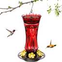 Hummingbird Feeder for Outdoors Hanging, 18 OZ Humming Birds Feeders with 6 Bee Guard Feeding Ports & Built-in Ant Moat, Easy to Clean, Durable Outdoor Garden Decor, Red