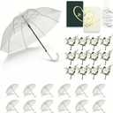 61.8 Inch Arc Large Clear Bubble Umbrella for Wedding & Daily Use, Transparent Dome Windproof Rainproof Stick Umbrella with J-Handle Elegant Photo Prop for 1-2 People