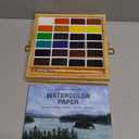 ARTISTRO x HANNAH M.P Professional Watercolor Paint Set Limited Edition with 24 colors in Bamboo Wooden Box (6ml XL Pans) - 2 Brushes, Watercolor Paper, Mixing Tray - Watercolor Set for Professionals Made by Professionals