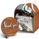 Honeymoon Fund Box Wedding - Wooden Wedding Box, Rustic Marriage Decor For Reception, Honey Moon Fund Money Boxes, Birthday, Graduation, Baby Shower and Bridal Showers