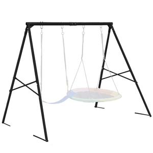 Hishine Swing Stand Metal Frame for Backyard, Heavy Duty Full Steel A-Frame with Ground Stakes, Fits 2 Swings Extra Large Outdoor 550lbs (Black)