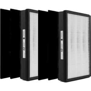 A2 True HEPA Replacement Filter Size A2, Compatible with Filtrete FAP-C02-A2, FAP-C03-A2, FAP-T03-A2, FAP-SC02L Air Purifier, Part # 1150101, 2 H13 True HEPA Filters + 4 Pre-filters
