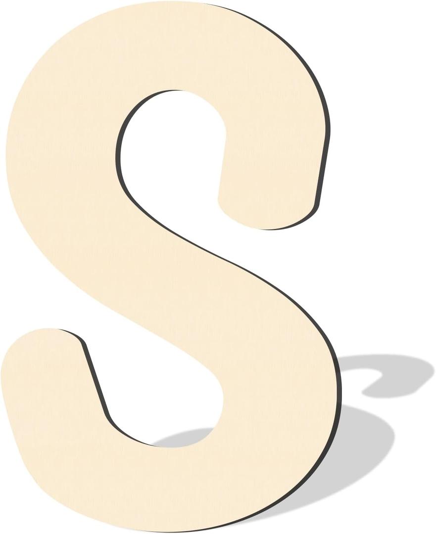 17 Inch Large Wooden Letters, Big Wooden Alphabet Letters for Wall Decor Paintable Large Thick Wood Letters S for Crafts Wooden Cutout Sign for Nursery Birthday Wedding Party Home Decoration