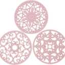 Smitchraft Silicone Trivets for Hot Dishes, Pots & Pans, Hot Pads for Kitchen Quartz Countertops, Silicone Pot Holders Mat, Multi-use Carved Heat Resistant Mat for Counter & Table, Set 3 Pink