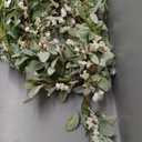 24 Inch Summer Spring Ivory Flowers Wreath for Front Door, Everyday Lamb Ears Leaves Wreath with White Artificial Flower for Indoor and Outdoor, Rustic and Farmhouse Greenery Flower