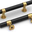 homdiy 10 Pack Black and Gold Cabinet Handles 3 Inch Hole Centers Brushed Brass Dresser Pulls