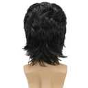 Men's 80s Short Black Mullet Wig, Disco Rocker Punk Synthetic Cosplay Halloween Wig